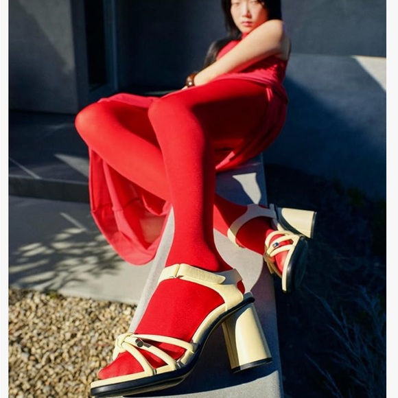 Ecco Beige Strappy Block Heel Sandals - Picture 7 of 7